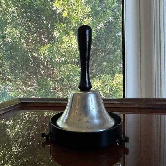 Vintage Handbell with Wooden Handle and Cast Metal Bell, School or Service Bell - Picture 10 of 10